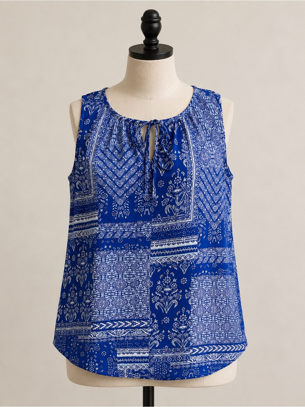 Emma & Olivia Purple Tie-Neck Sleeveless Blouse